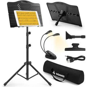 Sheet Music Stand with Light, DMS-1 Portable Metal Music Stand, Tabletop